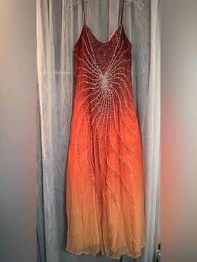 Night Moves Prom Collection Sunset Ombré Beaded Starburst Gown
